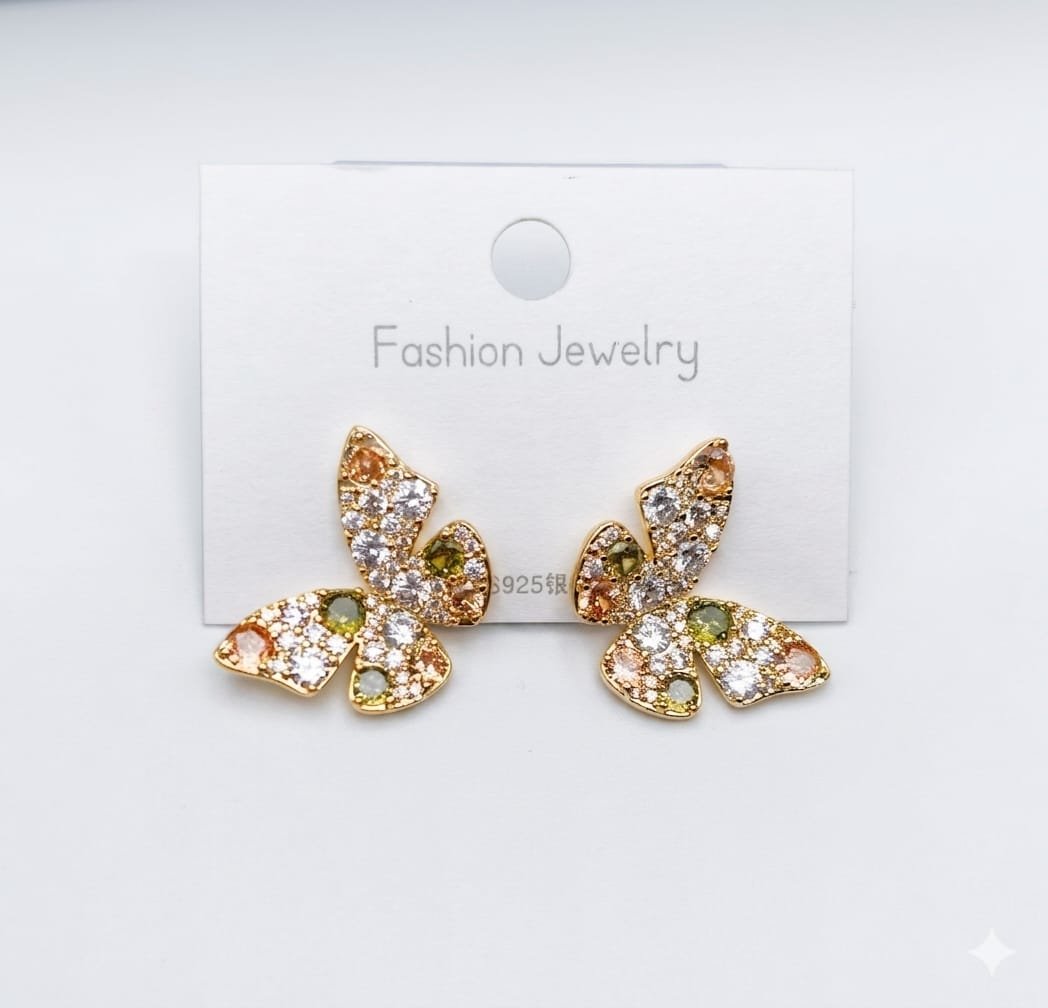 Multicolor Zircon Butterfly Earring