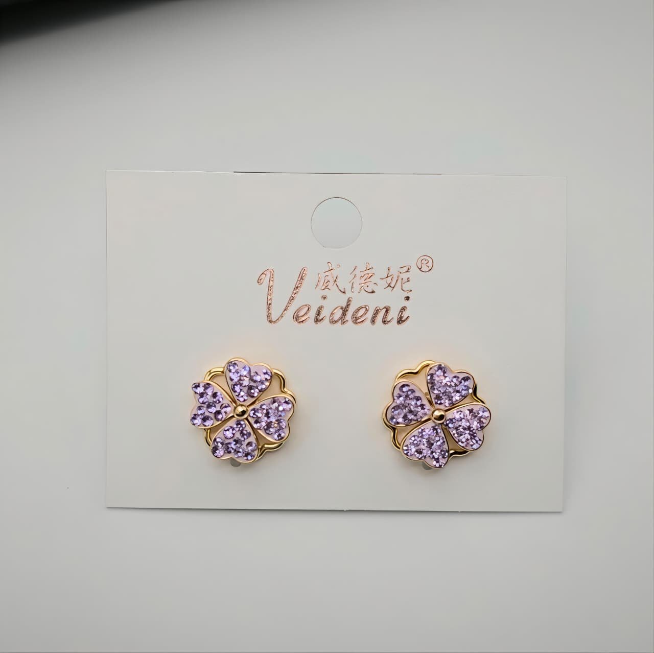 Purple Zircon Flower Earring